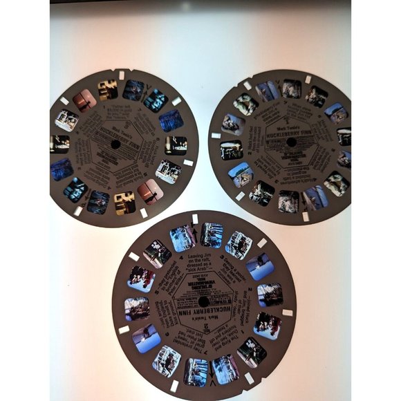Talking View-Master GAF Huckleberry Finn Mark Twain Movies 3 Reel Set AVB343 VTG - Picture 3 of 11